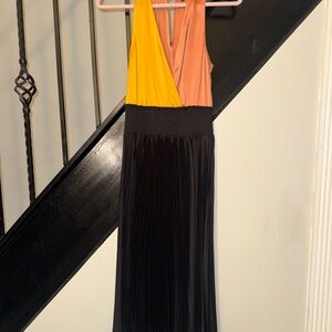 1. State Yellow and Tan V-Neck Maxi Dress